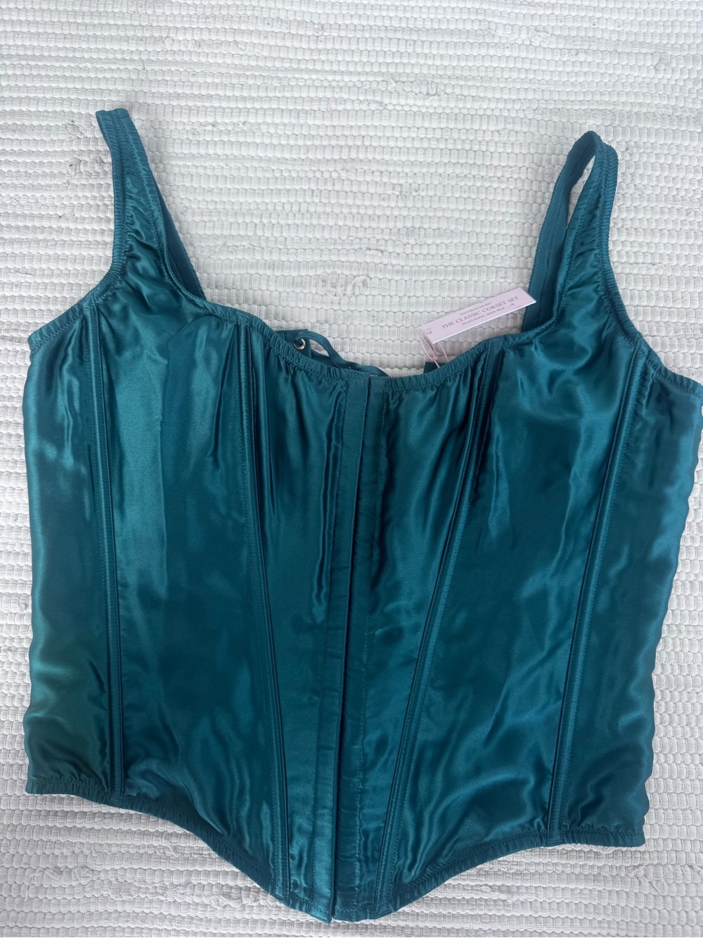 Victoria’s Secret Classic Silk Corset Ivy Green Bustier Top XL NWT - Picture 2 of 13